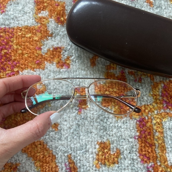 Gold Metal Aviator Eyeglasses - Picture 6 of 7